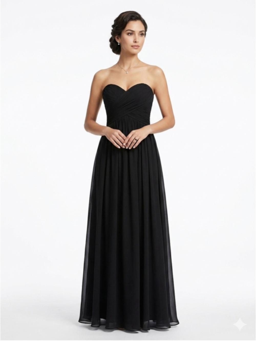 Women's Mori Lee Madeline Gardner Strapless Chiffon Sweetheart Formal Gown Sz 8